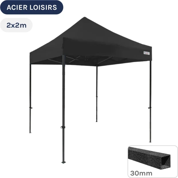 Barnum pliant - Abri pliable Acier Loisirs 2mx2m NOIR