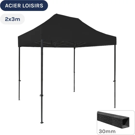 Barnum pliant - Abri pliable Acier Loisirs 2mx3m NOIR