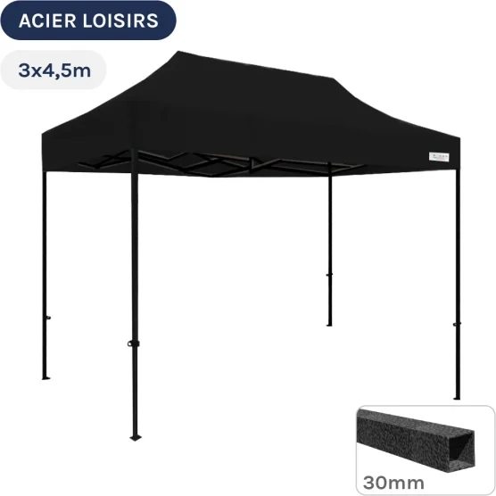 Barnum pliant - Abri pliable Acier Loisirs 3mx4,5m NOIR