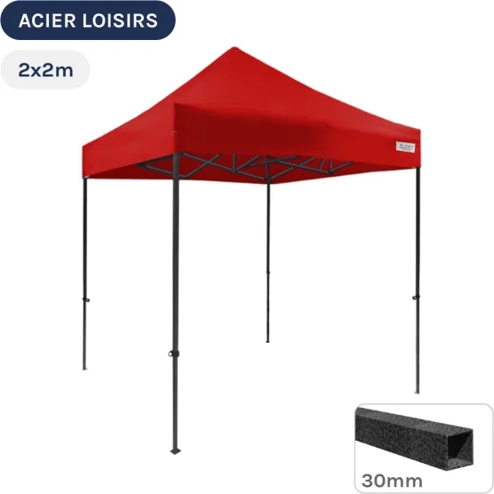 Barnum pliant - Abri pliable Acier Loisirs 2mx2m ROUGE