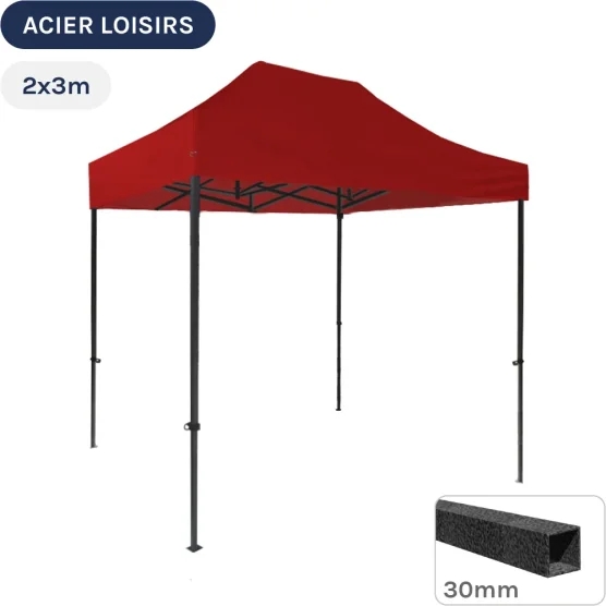 Barnum pliant - Abri pliable Acier Loisirs 2mx3m ROUGE