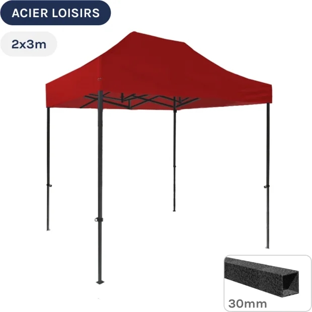 Barnum pliant - Abri pliable Acier Loisirs 2mx3m ROUGE