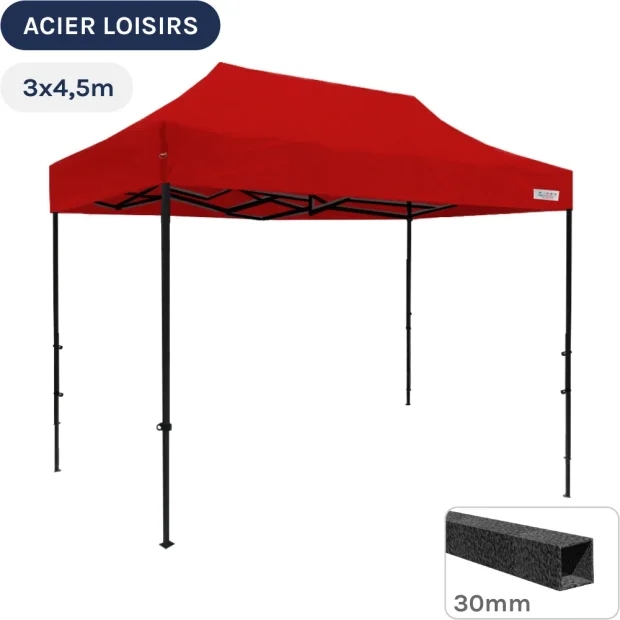 Barnum pliant - Abri pliable Acier Loisirs 3mx4,5m ROUGE