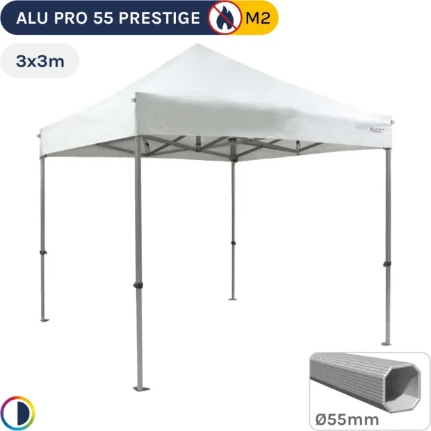 Barnum pliant Alu Pro 55 PRESTIGE M2 3mx3m BLANC - PVC 580g/m²