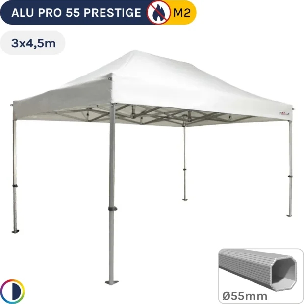 Barnum pliant Alu Pro 55 PRESTIGE M2 3mx4,5m BLANC - PVC 580g/m²