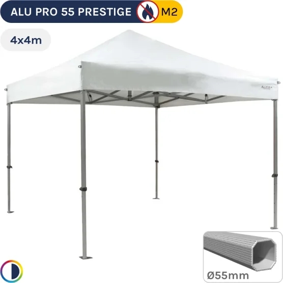 Barnum pliant Alu Pro 55 PRESTIGE M2 4mx4m BLANC - PVC 580g/m²