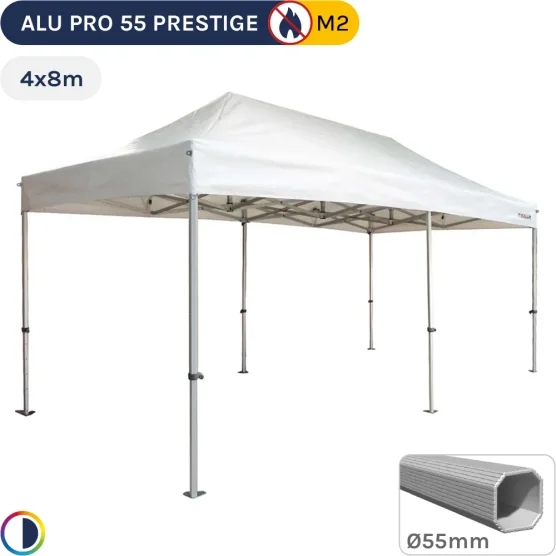 Barnum pliant Alu Pro 55 PRESTIGE M2 4mx8m BLANC - PVC 580g/m²