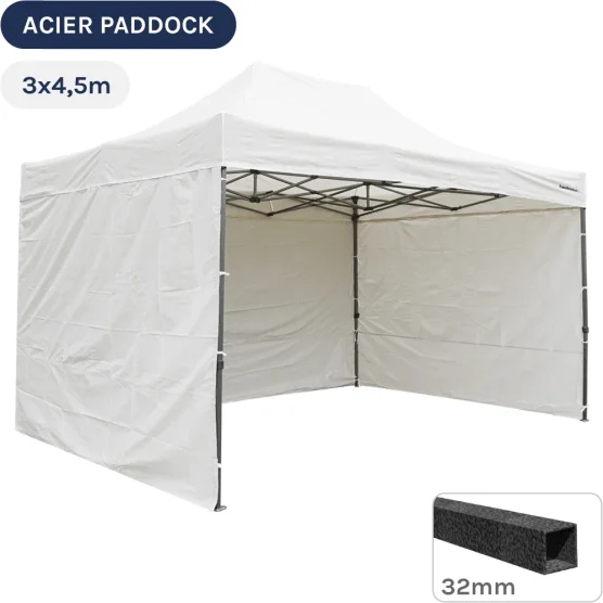 Barnum Pliant - Tente Acier Paddock 3mx4,5m BLANC avec 3 cloisons