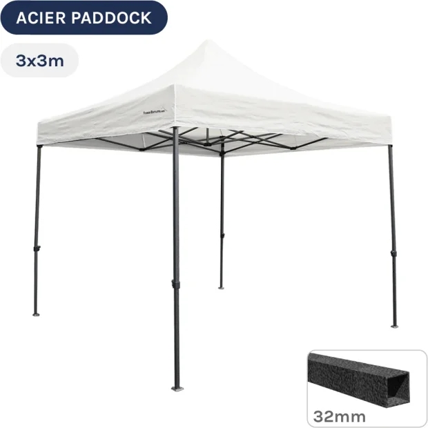 Barnum Pliant - Tente Acier Paddock 3mx3m BLANC