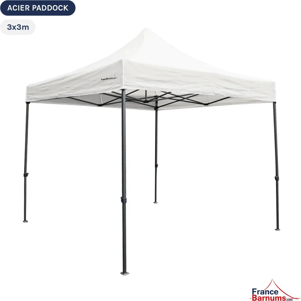 Tente Pliante Acier Paddock 3mx3m BLANC