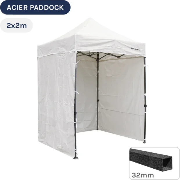 Barnum Pliant - Tente Acier Paddock 2mx2m BLANC avec 3 cloisons