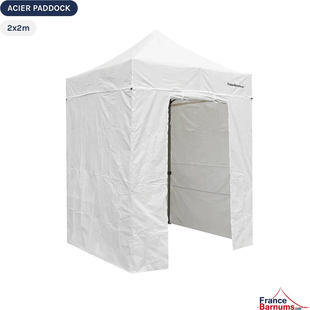 Tente Pliante Acier Paddock 2mx2m BLANC avec porte - Pack 4 cloisons