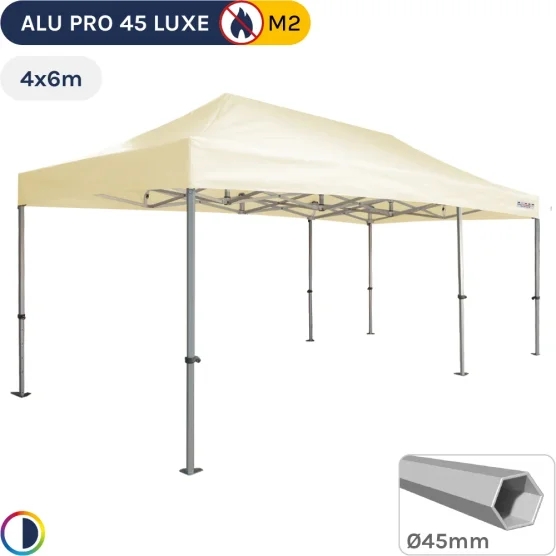 Barnum pliant - Stand pliant Alu Pro 45 LUXE M2 4mx6m BEIGE 380gr/m²