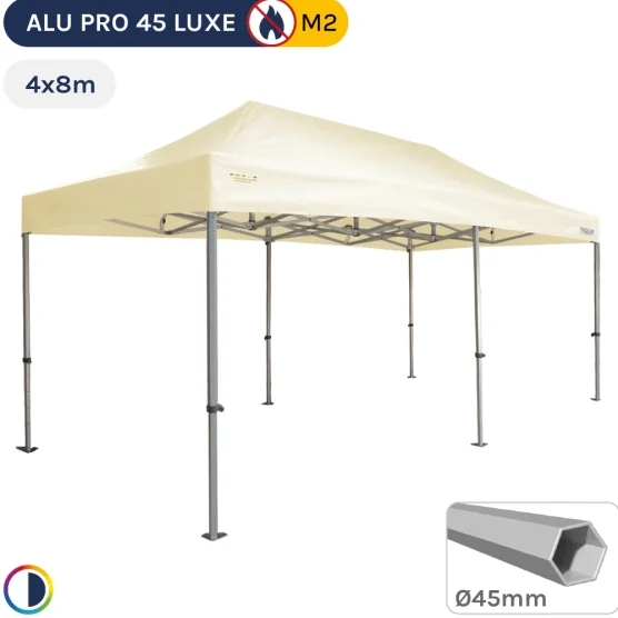 Barnum pliant - Stand pliant Alu Pro 45 LUXE M2 4mx8m BEIGE 380gr/m²