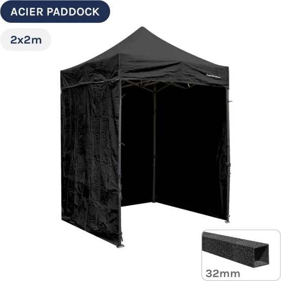 Barnum Pliant - Tente Acier Paddock 2mx2m NOIR avec 3 cloisons