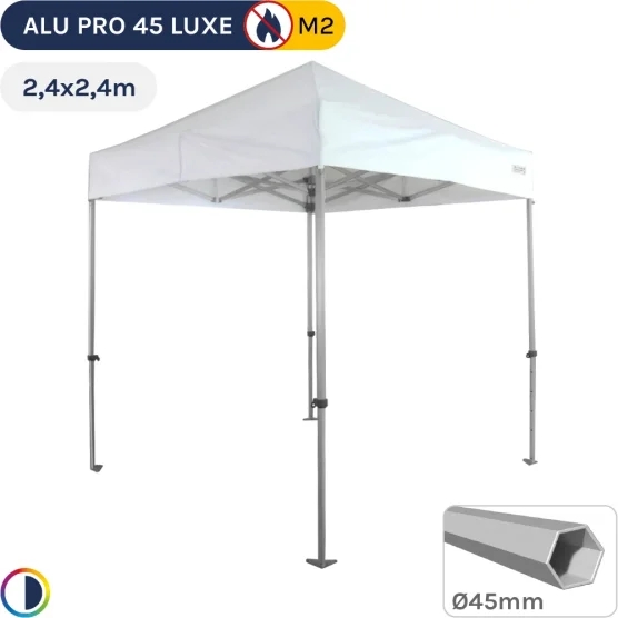 Barnum pliant - Stand pliant Alu Pro 45 LUXE M2 2,4mx2,4m BLANC 380gr/m²