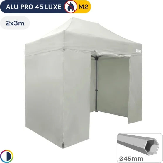 Barnum pliant - Stand pliant Alu Pro 45 LUXE M2 2mx3m BLANC + Pack Côtés 380gr/m²