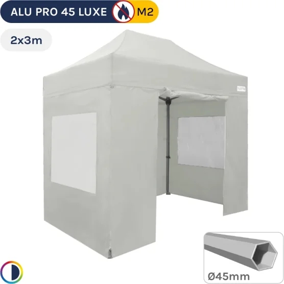 Barnum pliant - Stand pliant Alu Pro 45 LUXE M2 2mx3m BLANC + Pack Fenêtres 380gr/m²