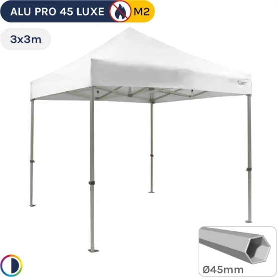 Barnum pliant - Stand pliant Alu Pro 45 LUXE M2 3mx3m BLANC 380gr/m²