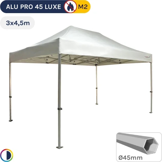 Barnum pliant - Stand pliant Alu Pro 45 LUXE M2 3mx4,5m BLANC 380gr/m²