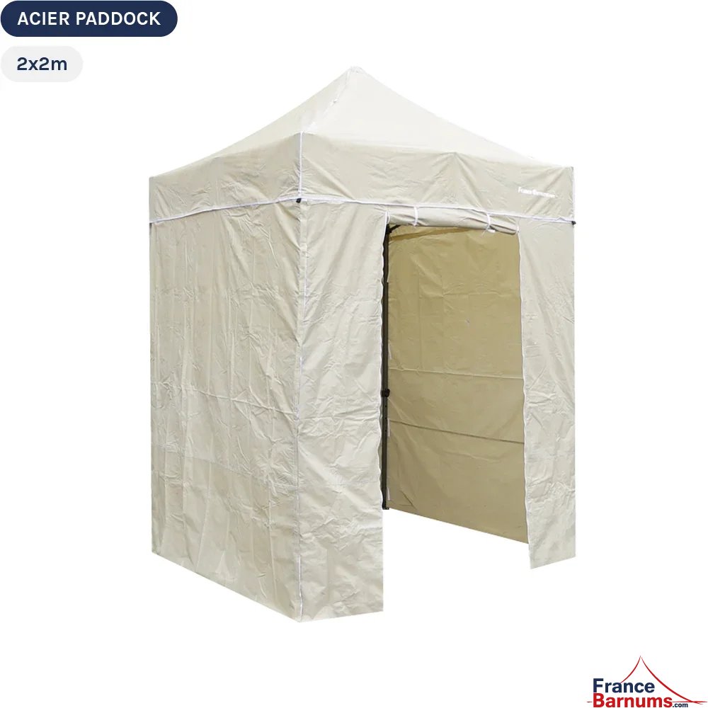 Tente Pliante Acier Paddock 2mx2m BEIGE avec porte - Pack 4 cloisons