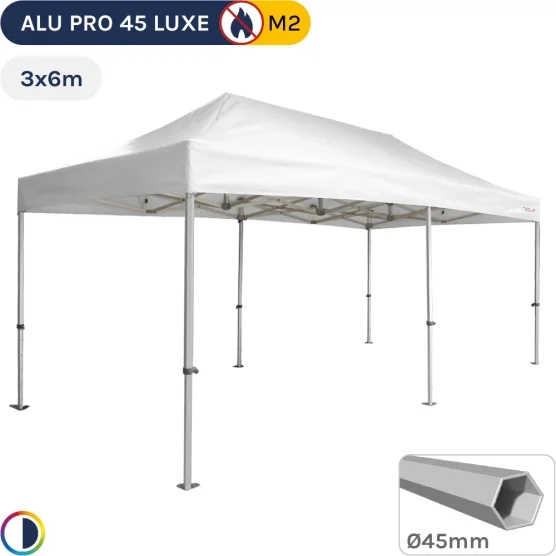 Barnum pliant - Stand pliant Alu Pro 45 LUXE M2 3mx6m BLANC 380gr/m²