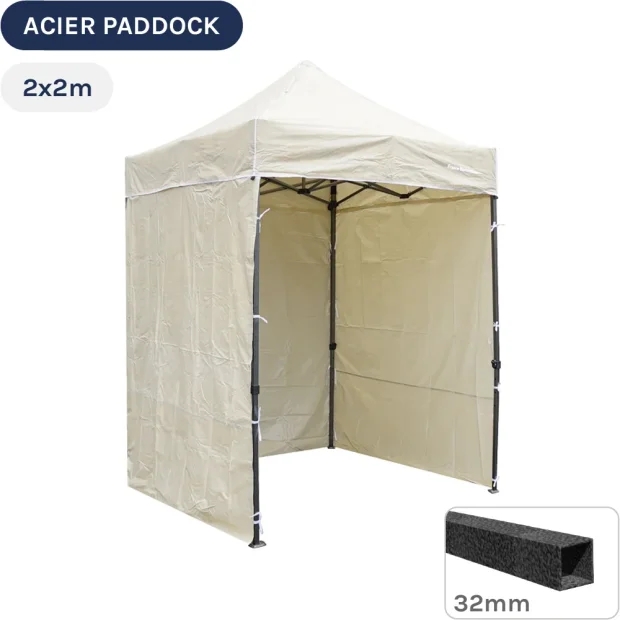 Barnum Pliant - Tente Acier Paddock 2mx2m BEIGE avec 3 cloisons