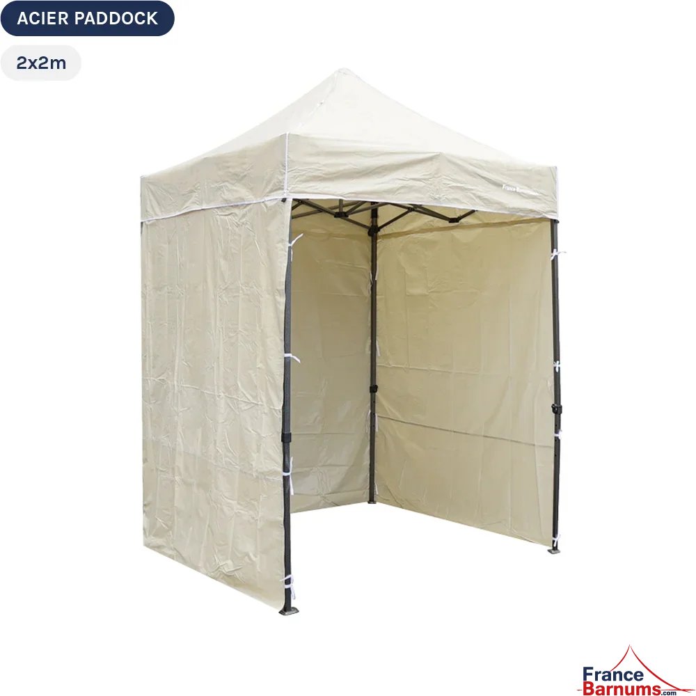 Tente Pliante Acier Paddock 2mx2m BEIGE avec 3 cloisons