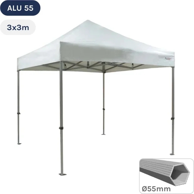 Tente Pliante Alu 55 3mx3m BLANC 320gr/m²