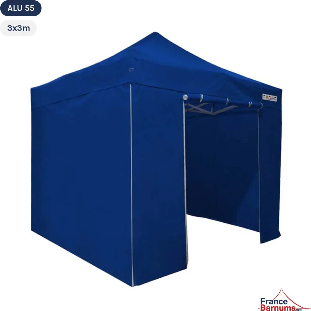 Barnum Pliant Alu 55 3mx3m BLEU + Toit 320gr/m² et Côtés 300gr/m²