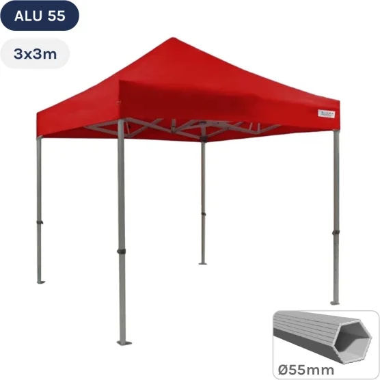 Tente Pliante Alu 55 3mx3m ROUGE 320gr/m²