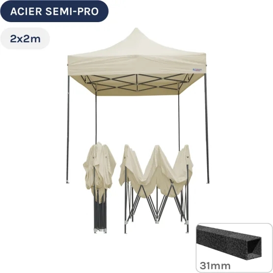 Barnum pliant - Tonnelle Acier Semi Pro 2mx2m BEIGE