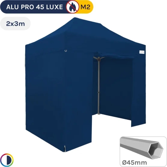 Barnum pliant - Stand pliant Alu Pro 45 LUXE M2 2mx3m BLEU + Pack Côtés 380gr/m²