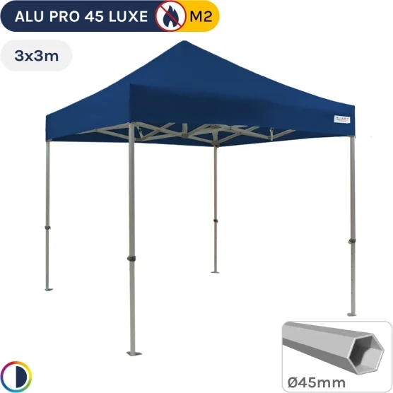 Barnum pliant - Stand pliant Alu Pro 45 LUXE M2 3mx3m BLEU 380gr/m²