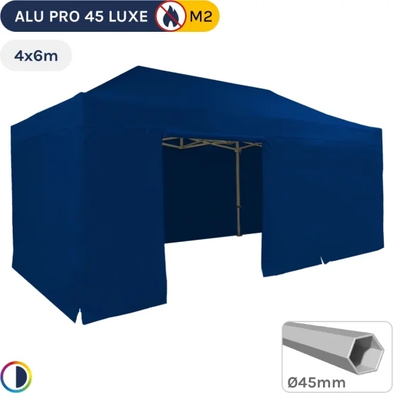 Barnum pliant - Stand pliant Alu Pro 45 LUXE M2 4mx6m BLANC + Pack Côtés 380gr/m²