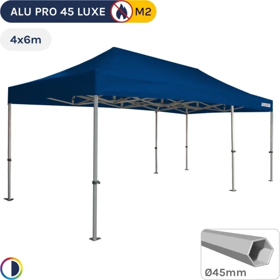 Barnum pliant - Stand pliant Alu Pro 45 LUXE M2 4mx6m BLEU 380gr/m²