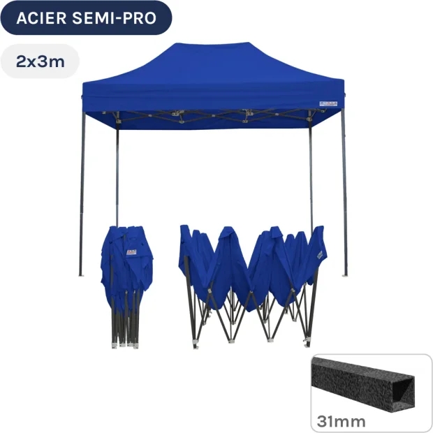 Barnum pliant - Tonnelle Acier Semi Pro 2mx3m BLEU