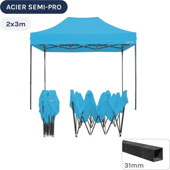 Barnum pliant - Tonnelle Acier Semi Pro 2mx3m BLEU AZUR