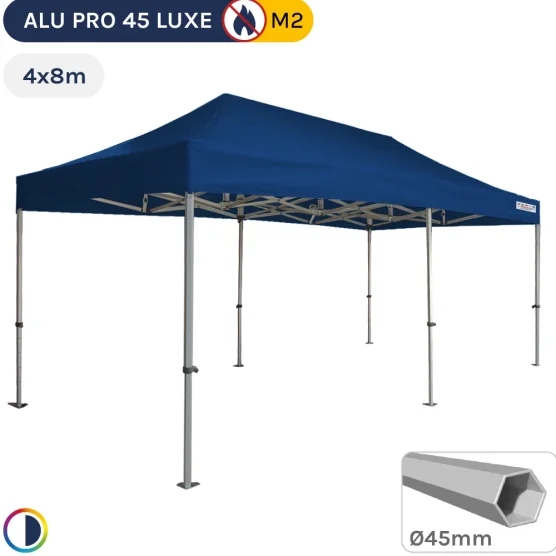 Barnum pliant - Stand pliant Alu Pro 45 LUXE M2 4mx8m BLEU 380gr/m²