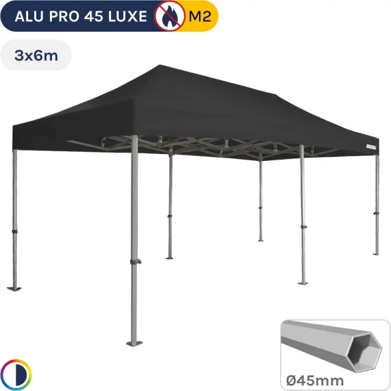 Barnum pliant - Stand pliant Alu Pro 45 LUXE M2 3mx6m NOIR 380gr/m²