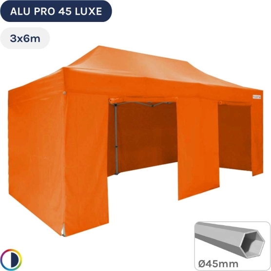 Barnum pliant Alu Pro 45 LUXE 3x6 ORANGE + Côtés 380g