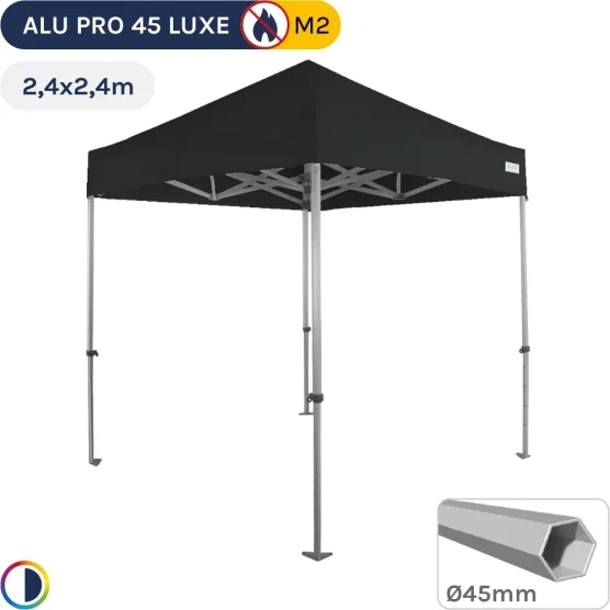 Barnum pliant - Stand pliant Alu Pro 45 LUXE M2 2,4mx2,4m NOIR 380gr/m²