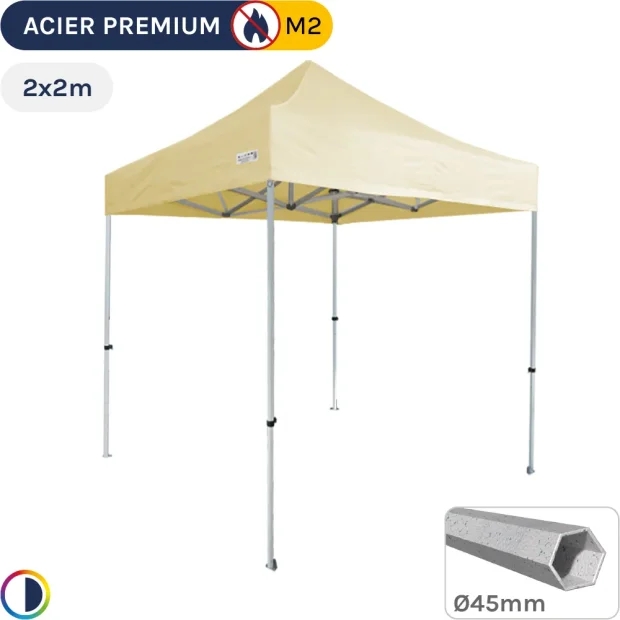 Barnum Pliant - Stand Acier Premium M2 2x2m BEIGE 380gr/m²