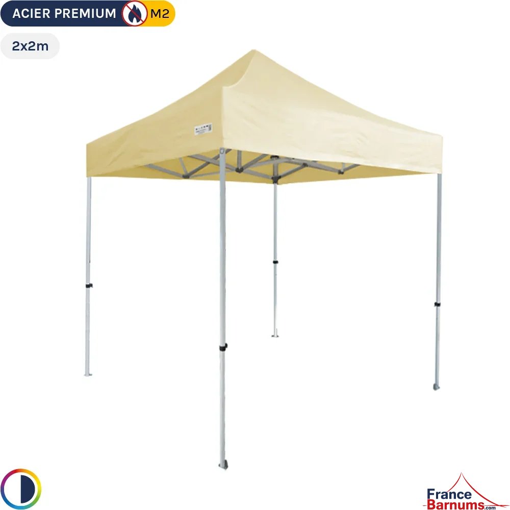 Tente Pliante - Stand Acier Premium M2 2x2m BEIGE 380gr/m²