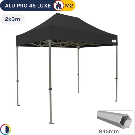 Barnum pliant - Stand pliant Alu Pro 45 LUXE M2 2mx3m NOIR 380gr/m²