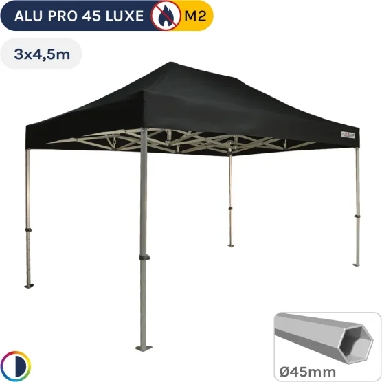 Barnum pliant - Stand pliant Alu Pro 45 LUXE M2 3mx4,5m NOIR 380gr/m²