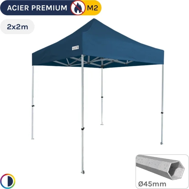 Barnum Pliant - Stand Acier Premium M2 2x2m BLEU 380gr/m²