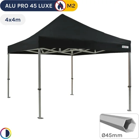 Barnum pliant - Stand pliant Alu Pro 45 LUXE M2 4mx4m NOIR 380gr/m²