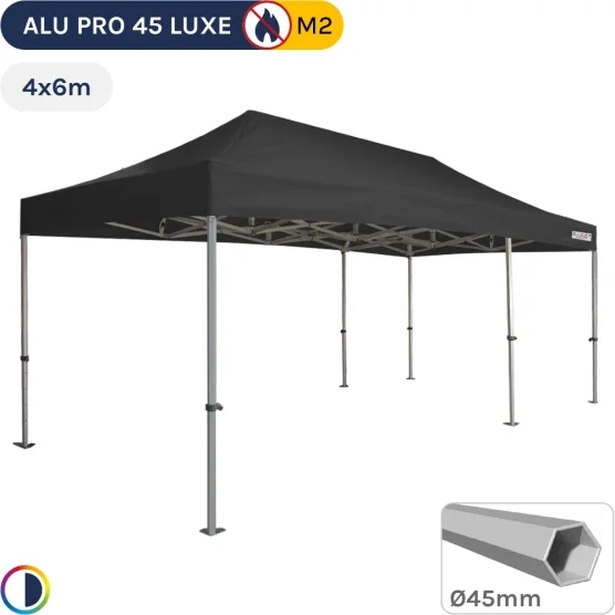 Barnum pliant - Stand pliant Alu Pro 45 LUXE M2 4mx6m NOIR 380gr/m²