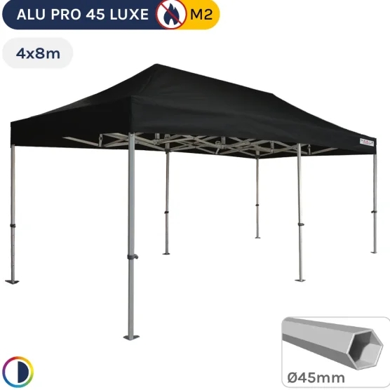 Barnum pliant - Stand pliant Alu Pro 45 LUXE M2 4mx8m NOIR 380gr/m²